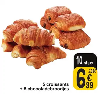 Cora 5 croissants + 5 chocoladebroodjes aanbieding