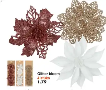 Glitter bloem 4 stuks
