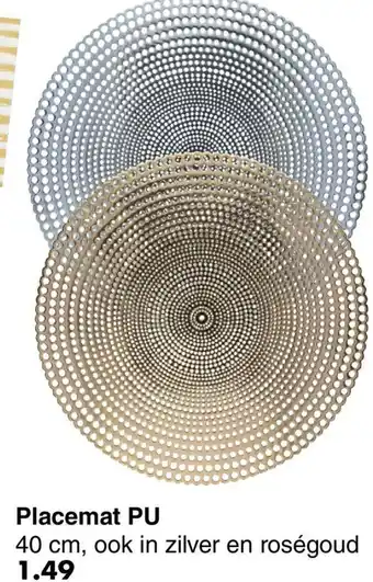 Placemat PU 40 cm, ook in zilver en roségoud