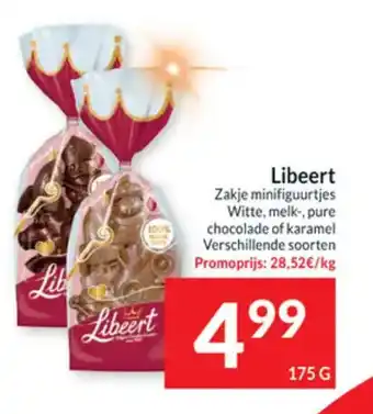Intermarché Libeert Zakje minifiguurtjes Witte, melk-, pure chocolade of karamel 175g aanbieding