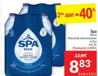Intermarché Spa Reine Natuurlijk mineraalwater In fles 2 x (6x1,5L ) aanbieding