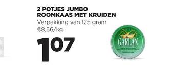 Jumbo 2 Potjes Jumbo Roomkaas Met Kruiden aanbieding