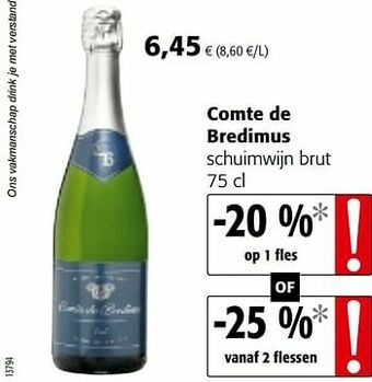 Colruyt Comte de bredimus schuimwijn brut aanbieding