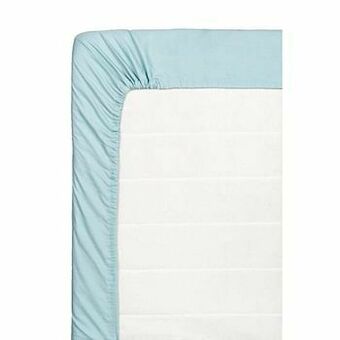 Leen Bakker Hoeslaken percale katoen - steenblauw - 90x220 cm - Leen Bakker aanbieding