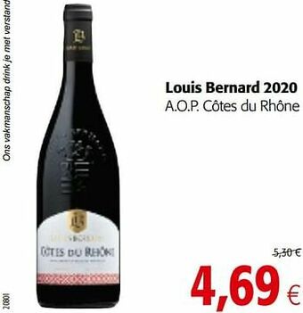 Colruyt Louis bernard 2020 a.o.p. côtes du rhône aanbieding