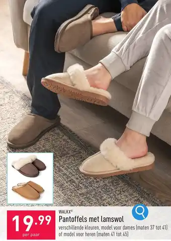 ALDI WALKX Pantoffels met lamswol aanbieding