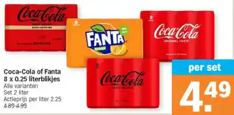 Albert Heijn Coca-cola of fanta 8 x 0.25 literblikjes aanbieding