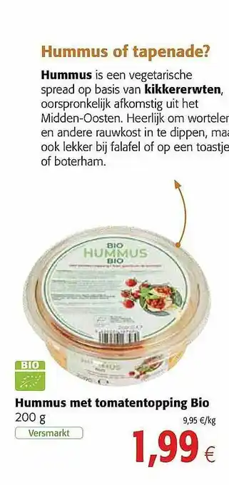 Hummus Met Tomatentoping Bio