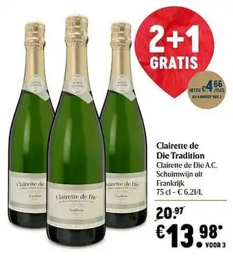 Clairette de die tradition clairette de die a.c. schuimwijn uit frankrijk