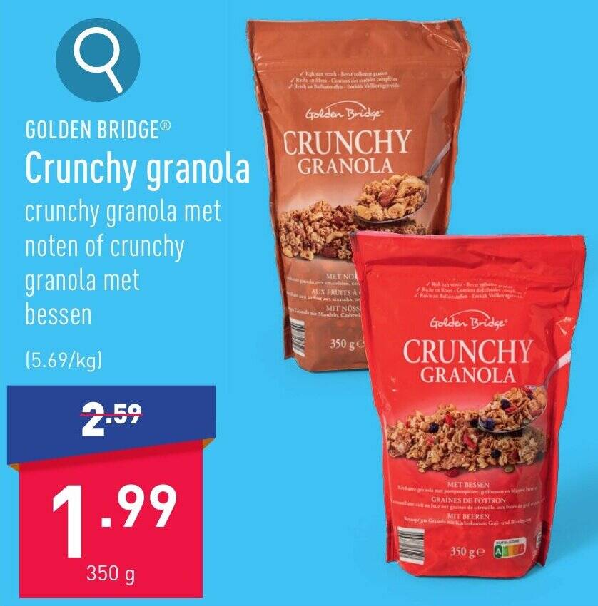 Crunchy granola 350 g promotie bij ALDI