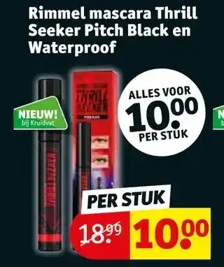 Kruidvat Rimmel mascara thrill seeker pitch black en waterproof aanbieding