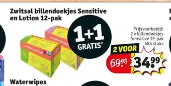 Kruidvat Zwitsal billendoekjes sensitive en lotion 12-pak aanbieding