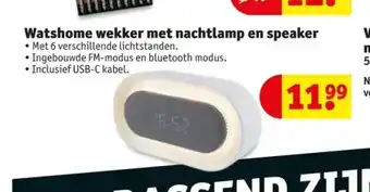 Kruidvat Watshome wekker met nachtlamp en speaker aanbieding