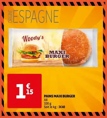 Auchan PAINS MAXI BURGER 330 g aanbieding
