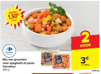 Carrefour Market Mix van groenten voor spaghetti of pasta Carrefour 2 x 400 g aanbieding