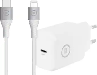 Coolblue Bluebuilt power delivery oplader usb c 30w wit + lightning kabel 1,5m nylon wit aanbieding