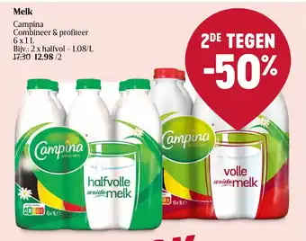 Delhaize Melk Campina 6 x 1L aanbieding