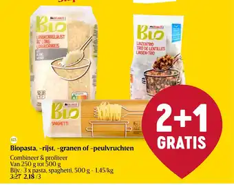 Delhaize Biopasta, -rijst, -granen of -peulvruchten aanbieding