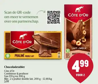 Delhaize Chocoladetablet Côte d'Or aanbieding