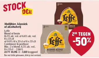 Delhaize Abdijbier, klassiek of alcoholvrij Leffe Blond of bruin aanbieding