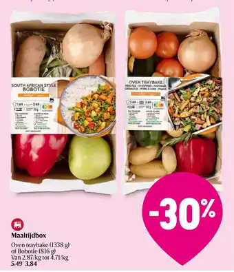 Delhaize Maaltijdbox Oven traybake 1338 g of Bobotie 816 g aanbieding