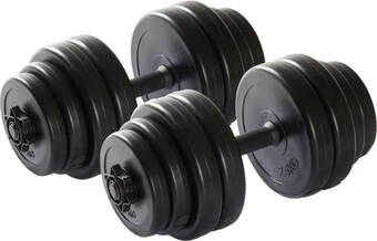 Fitwinkel Virtufit verstelbare dumbbellset - halterset - vinyl - zwart - 2 x 15 kg (30 kg) aanbieding