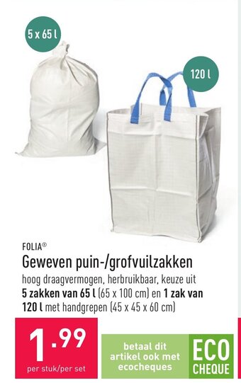 ALDI Folia Geweven puin-/grofvuilzakken aanbieding