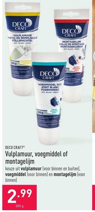 ALDI Deco Craft Vulplamuur, voegmiddel of montagelijm aanbieding