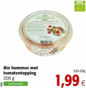Colruyt Bio hummus met tomatentopping aanbieding