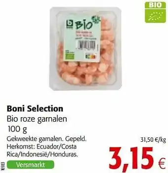 Colruyt Boni selection bio roze garnalen aanbieding