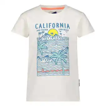 Jake fischer t-shirt met printopdruk wit meisjes stretchkatoen ronde hals