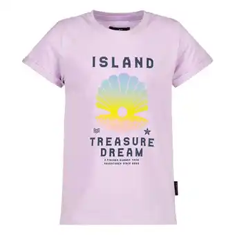 Jake fischer t-shirt met printopdruk lila paars meisjes stretchkatoen ronde hals