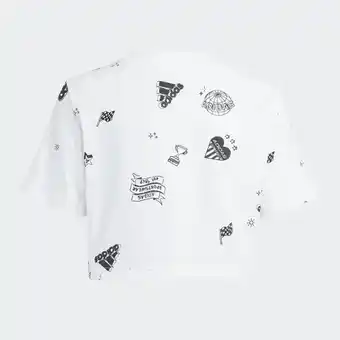 La Redoute Adidas bedrukt cropped t-shirt met korte mouwen aanbieding