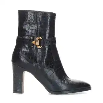 Manfield Manfield zwarte leren enkellaarsjes met hak aanbieding