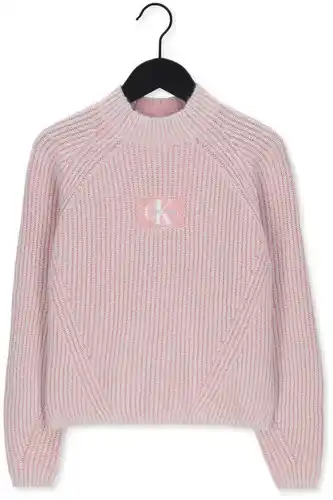 Calvin klein meisjes truien & vesten duo colour monogram sweater - roze
