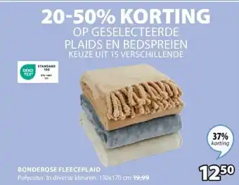 Jysk Bonderose fleeceplaid aanbieding