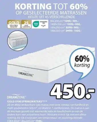 Jysk Gold s100 springmatras aanbieding