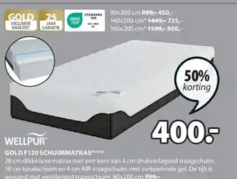 Jysk Gold f120 schuimmatras aanbieding