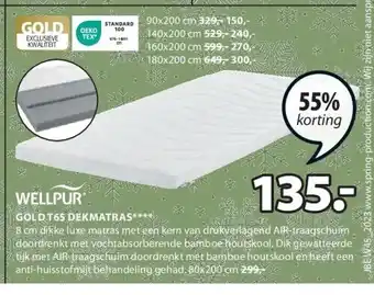 Jysk Gold t65 dekmatras aanbieding