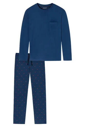 Overhemden Online Schiesser blauwe herenpyjama aanbieding