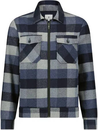 Suitable State of art overshirt wolmix geruit donkerblauw aanbieding