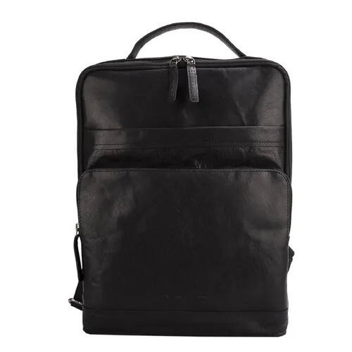 Travelbags Spikes & sparrow backpack black ii leren tas aanbieding
