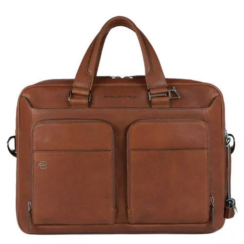 Travelbags Piquadro black square computer briefcase 15 tobacco aanbieding