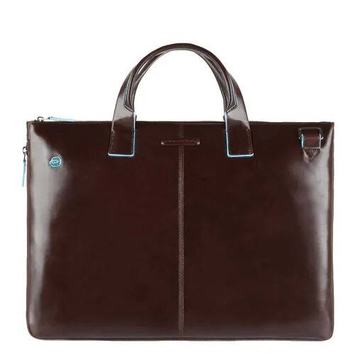 Travelbags Piquadro blue square expandable slim computer bag 15.6 mocca aanbieding