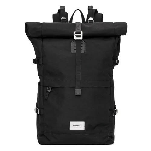 Travelbags Sandqvist bernt backpack black with black leather backpack aanbieding