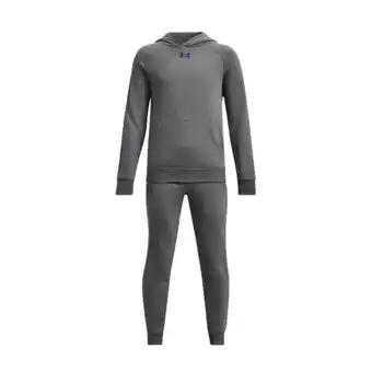 Under armour rival fleece hooded trainingspak kids grijs blauw