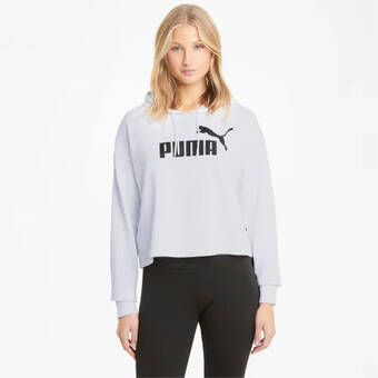 Puma Puma essentials cropped hoodie met logo dames, wit aanbieding