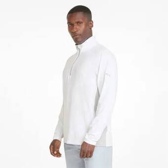 Puma Puma gamer golf sweatshirt met kwartrits voor heren, wit aanbieding