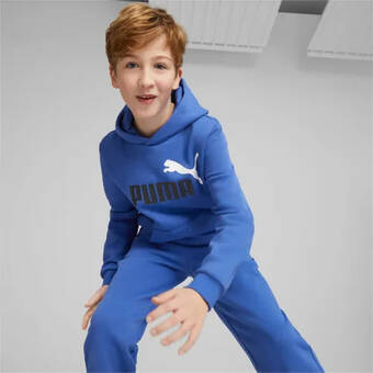Puma Puma essentials+ hoodie met groot tweekleurig logo, blauw aanbieding