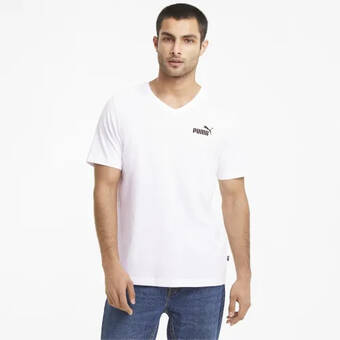 Puma Puma essentials t-shirt met v-hals heren, wit aanbieding